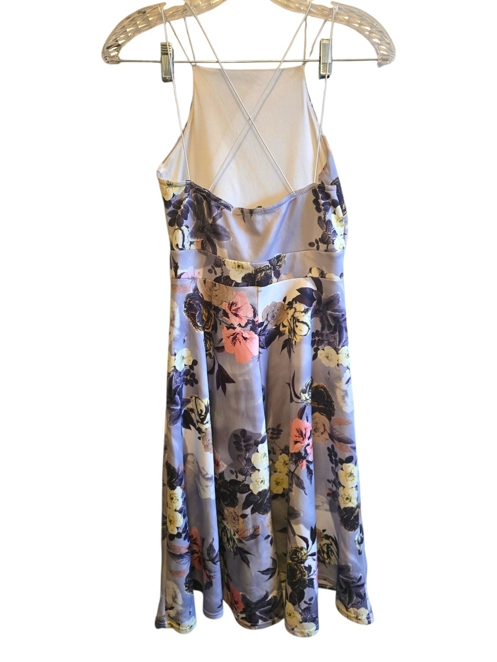 Boohoo Night Floral Halter Midi Dress - Dark Academia Whimsigoth Strappy - Picture 2 of 3